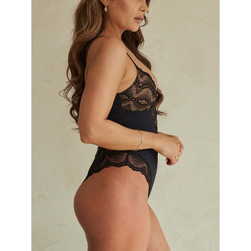 Women's Lace Mesh Shapewear Nightwear - Nylon Spandex Solid Colored Home Outfits2