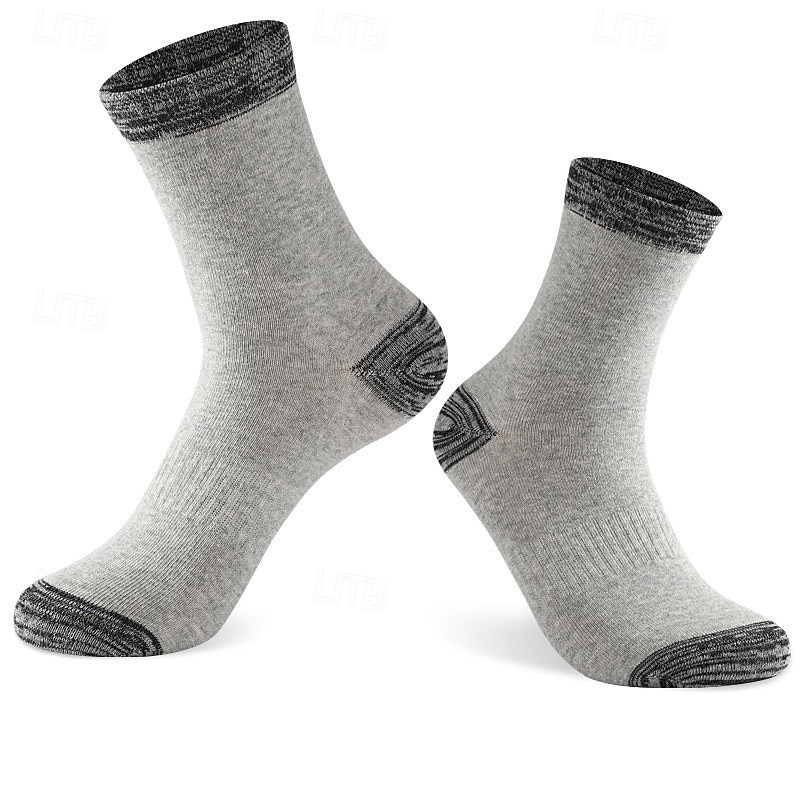 Men's Socks Bike Socks Sports Socks Athletic Socks Camping / Hiking Outdoor Exercise Cycling / Bike Bike / Cycling Warm Breathable Non-Skid 2 Pieces Winter Patchwork Cotton Black White Grey One-Size4