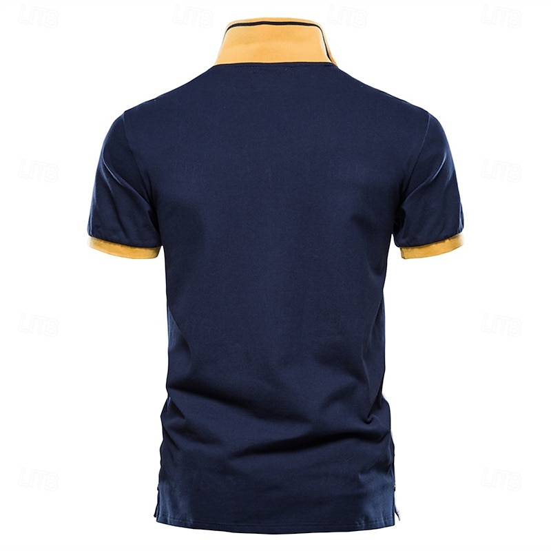 100% Cotton Badge Embroidery Polo Shirt for Men Short-sleeved Patchwork Men's Polos Quality Summer Brand Men Clothing2