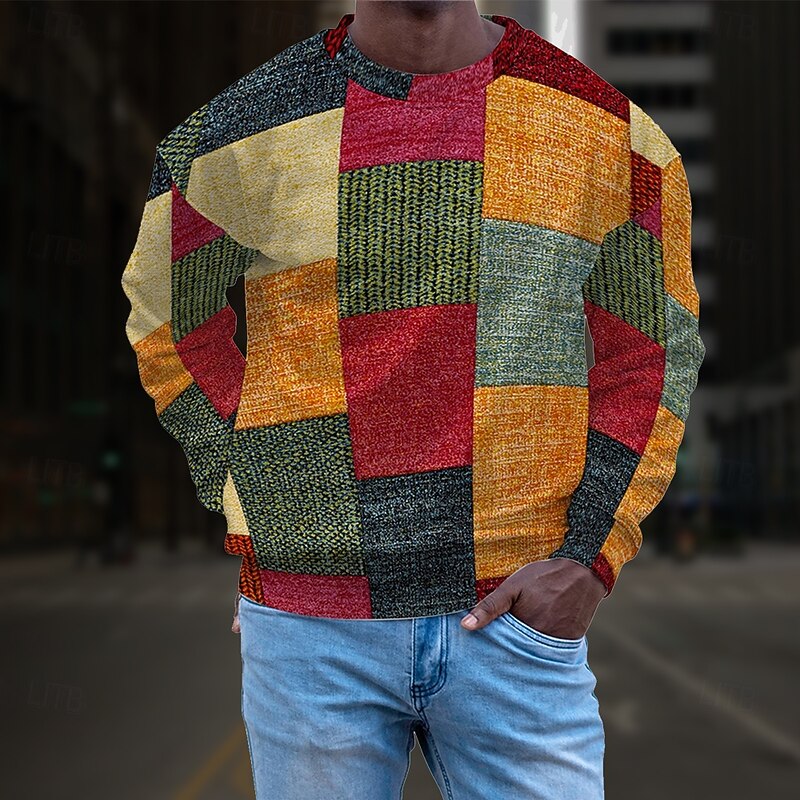 Men's Graphic Patchwork Sweatshirts Golf Pullover Sweatshirt Long Sleeve Sweatshirt Hooded Vacation Cool Daily Print Vacation Sports Outdoor Going out Printing Winter Spring &  Fall