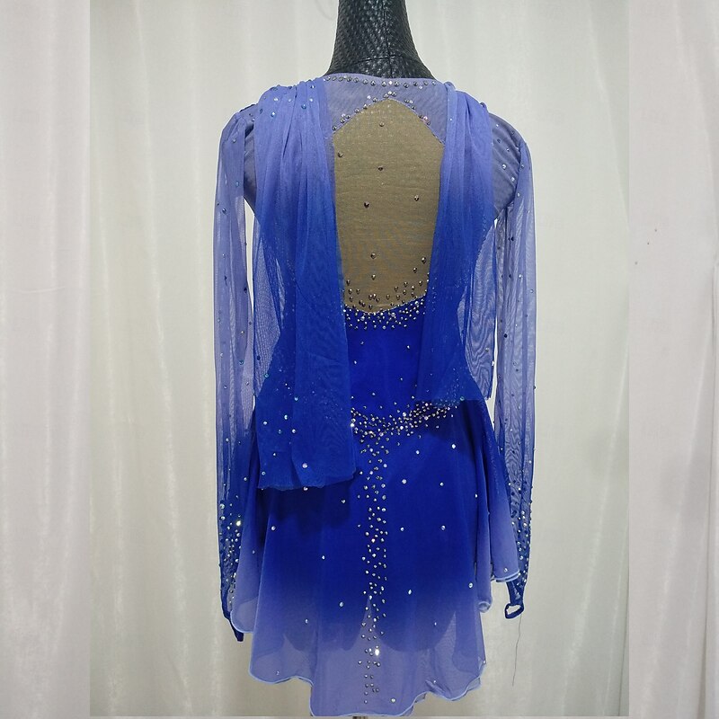 Figure Skating Dress Blue Diamond performance dress children adult training dress girls rhythmic skating skirt sports dress2