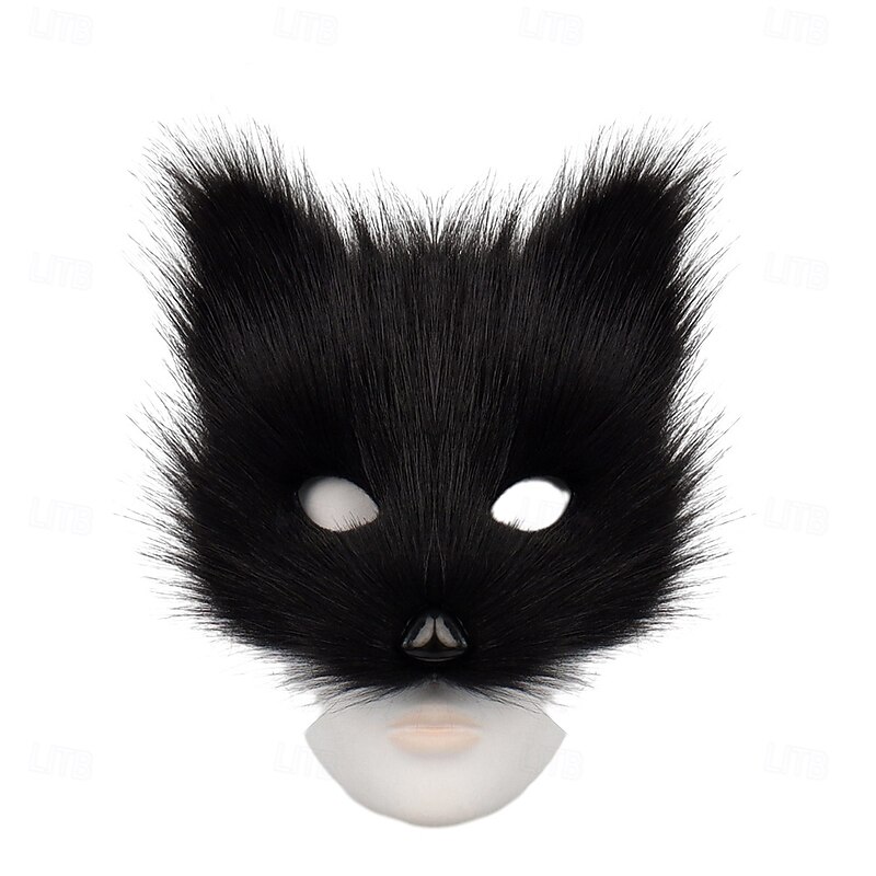 4PCS Mask and Tail Set Headband for Role Play Holiday Carnival Party Costume2