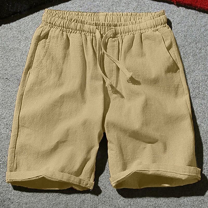 Men's Shorts Summer Shorts Beach Shorts Pocket Drawstring Elastic Waist Plain Comfort Outdoor Daily Going out Fashion Streetwear Black White2