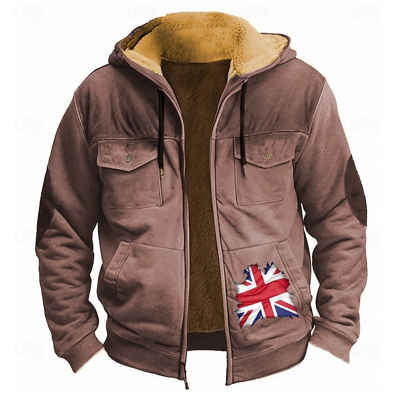 Men's UK Fleece Hoodie Hoodies Fashion Cool Long Sleeve Hooded Holiday Streetwear Black Red Zipper Pocket Fall Winter Designer4