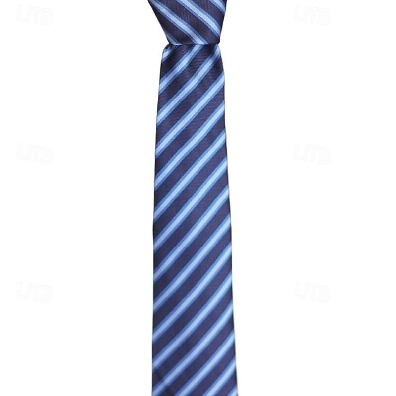 1Pc Men Wedding Tie Blue Narrow Stripe Tie 8cm Wide Men's Arrow Tie4