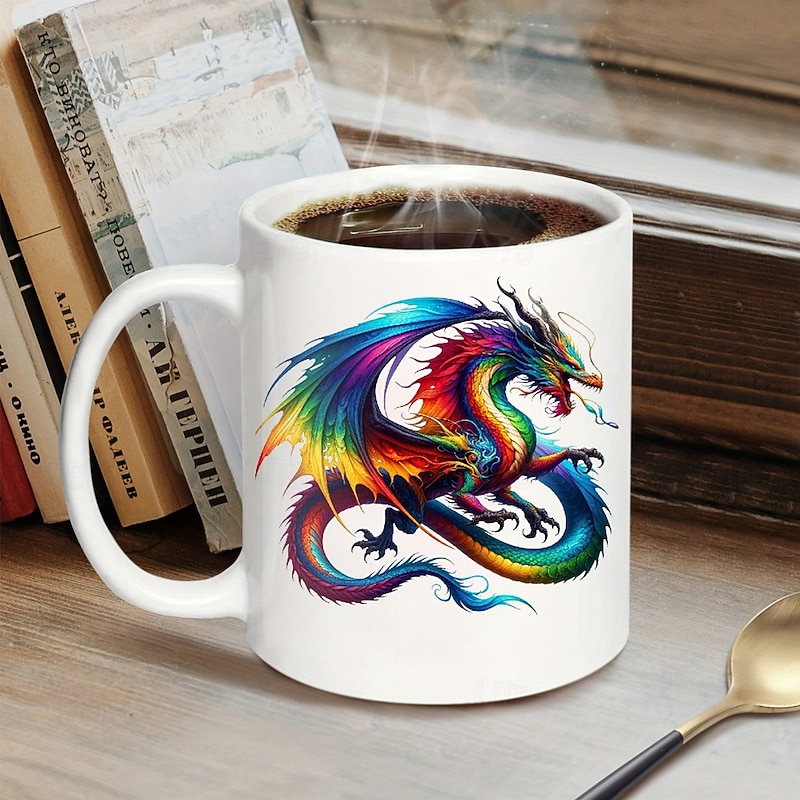 Dragon Coffee Mug 11oz Ceramic Mug Funny Mug Funny Coffee Mug For Family/Friends/Sister/Colleague Novelty Coffee Mug Summer Winter Drinkware Party/Christmas/Birthday Gift4