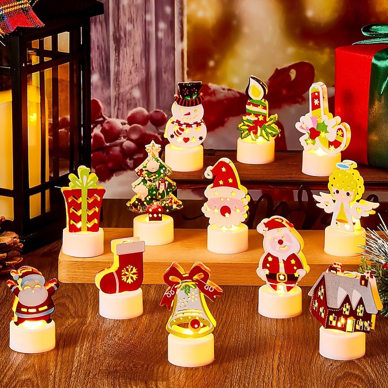 1 Pc Christmas Candle Light Snowman Santa Claus Christmas Tree Bell Candle Halloween Indoor Restaurant Festive Atmosphere Decorative Light