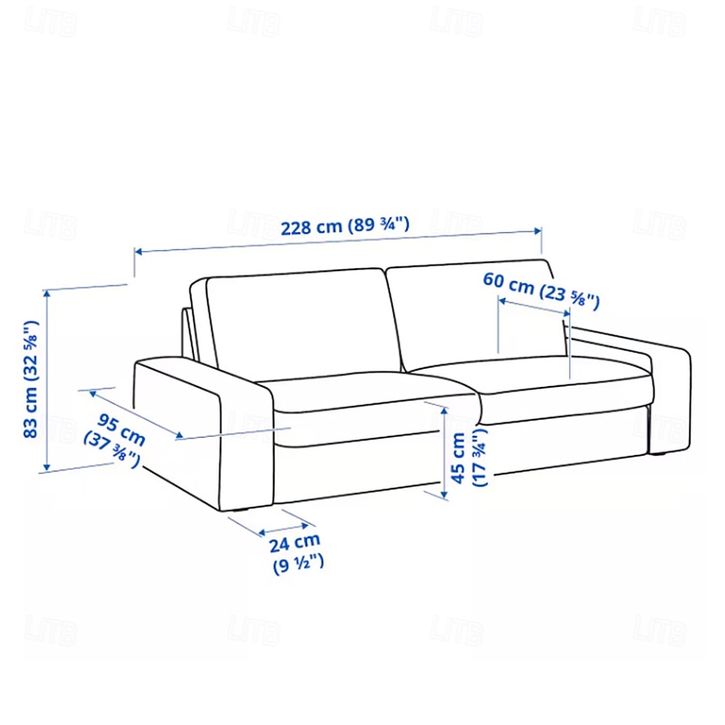 3-seat Sofa Cover Quilted 100% Cotton Slipcovers Solid Color  KIVcover LITB PRIME cover3