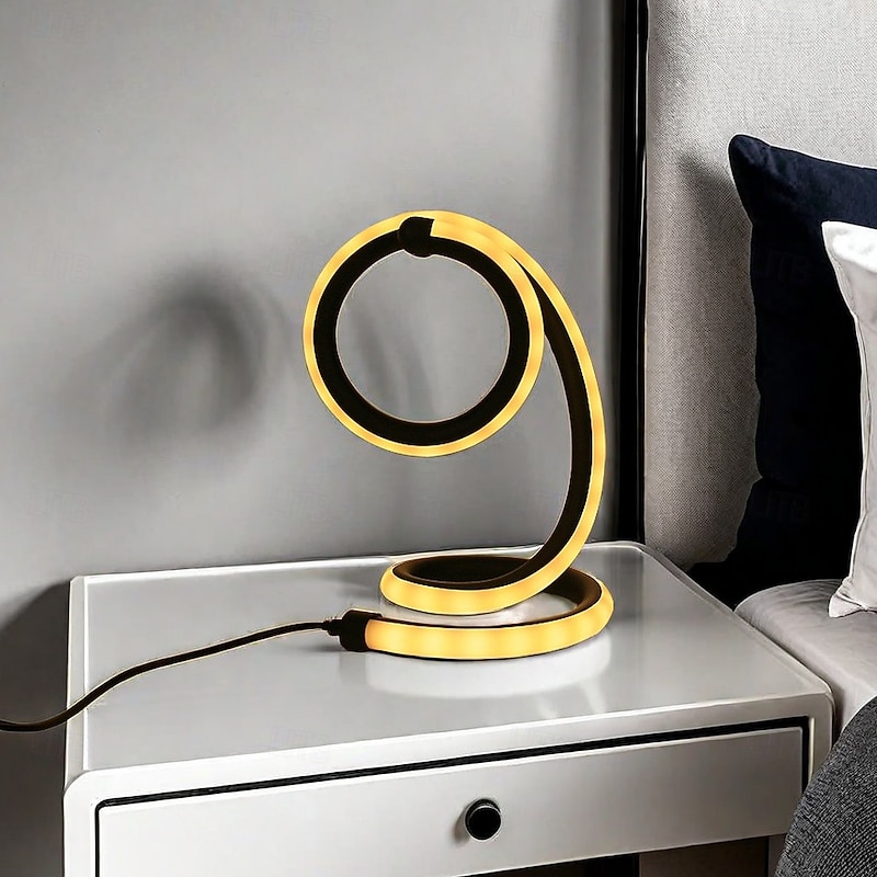 1pc Nordic Simple Spiral Table Lamp, Bedroom Bedside Eye Protection, Dimmable USB Powered LED Decorative Lamp for Home Living Room Bedroom4