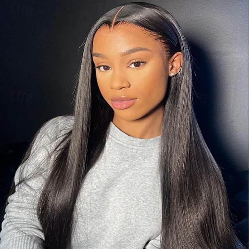Remy Human Hair 13x6 Lace Front 13x4 Lace Front Wig Side Part Middle Part Free Part Brazilian Hair Straight Natural Straight Natural Wig 130% 150% 180% Density with Baby Hair Natural Hairline