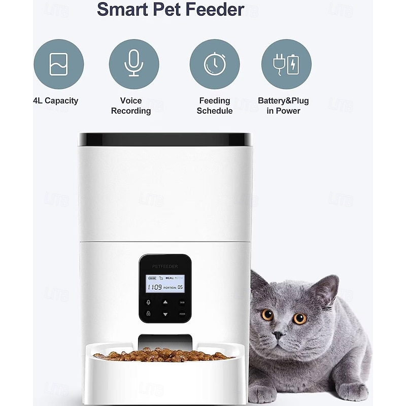 Dog Cat Pets Automatic Feeder Bowl ABS+PC Foldable Easy to Install Splittable Solid Colored White Bowls & Feeding Home Daily2