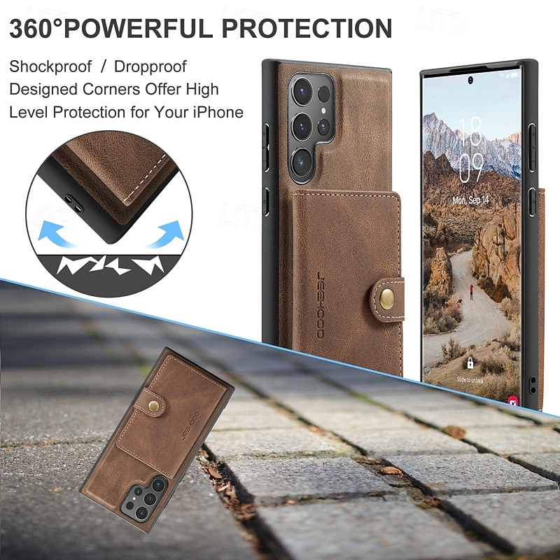 Phone Case For Samsung Galaxy S25 S24 S24 FE S23 S22 S21 Ultra Plus A55 5G A35 5G A15 A14 Back Cover with Stand Holder Magnetic Support Wireless Charging Retro TPU PC PU Leather3