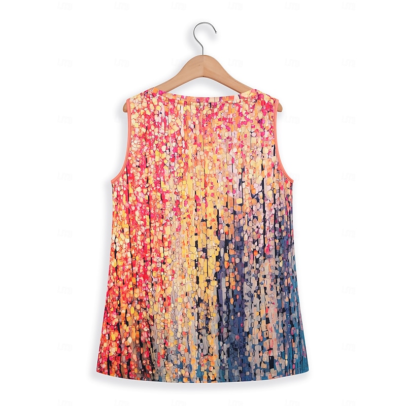Women's Camisole Tank Top Mosaic Stained Glass Print Sleeveless V-Neck Summer Casual Beach Multi-Color Red Blue Green Flowy Relaxed Fit Clothing Apparel3