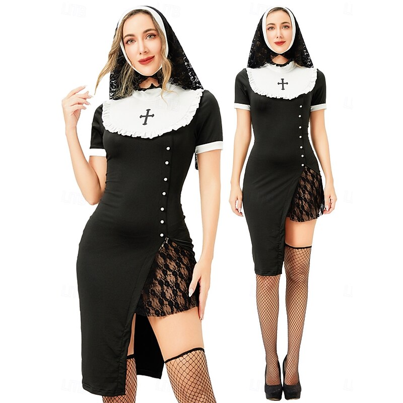 Nun Halloween Dress Headpiece Punk & Gothic Adults' Women's Carnival Party Easy Halloween Costumes Dress Up
