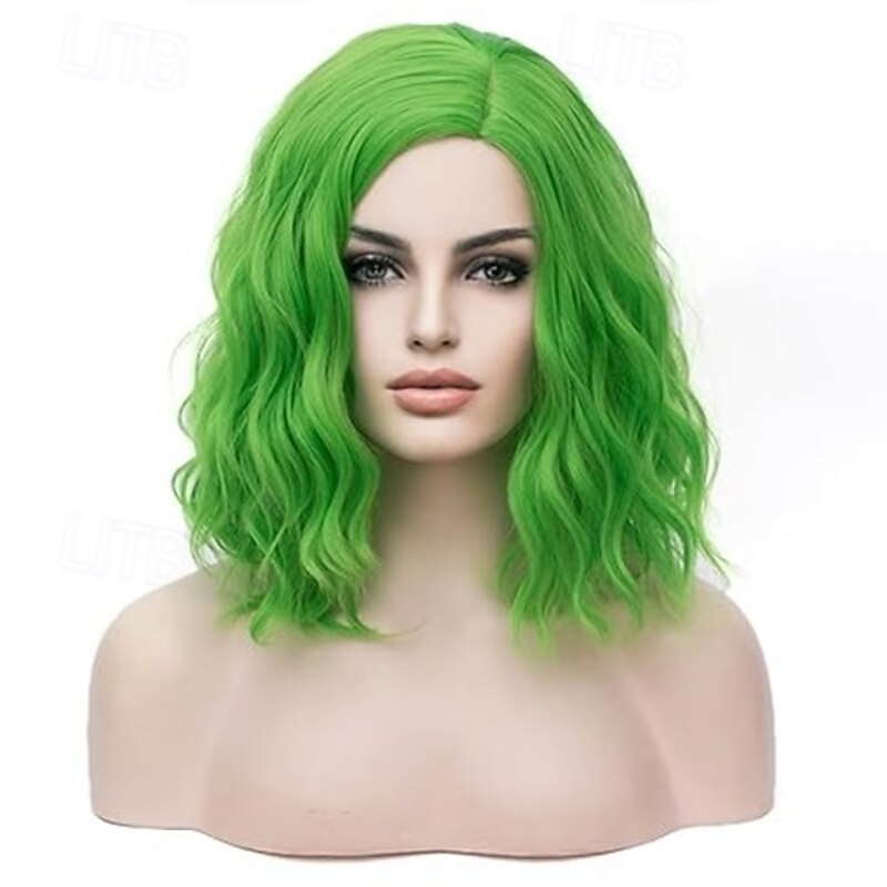 Women Girls Short Curly Bob Wavy Wig Body Wave Halloween Cosplay Daily Party Wigs2