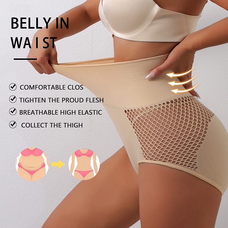 Women's Mesh Tummy Control Thong Shapewear for Women High Waist Shaping Underwear Seamless Body Shaper Panties Girdle Home Outfits3