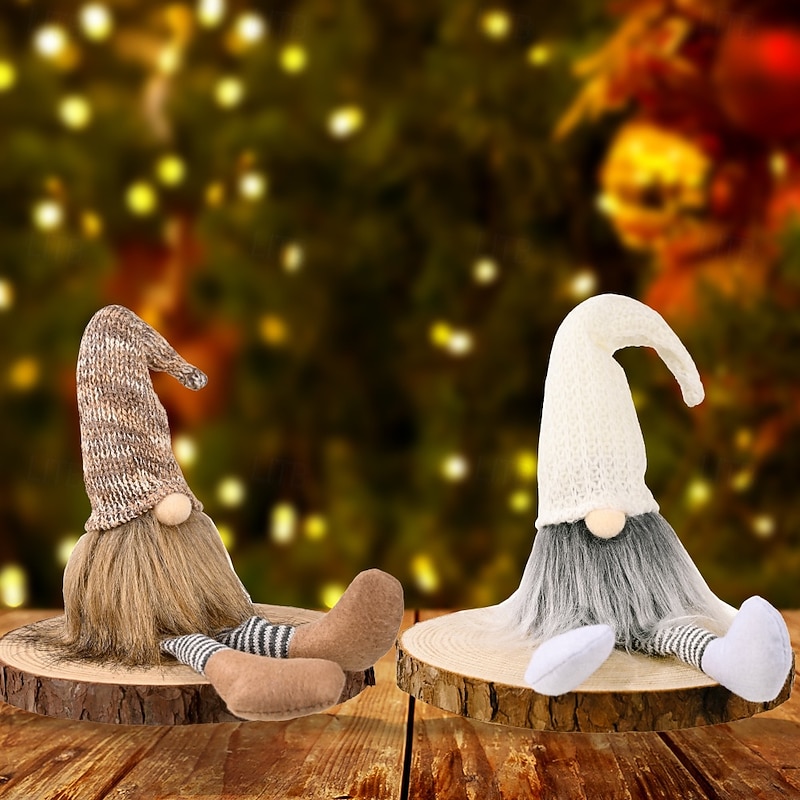 Christmas Gnome Figurines - Faceless Doll Ornaments with Hanging Legs, Nordic Forest Gnome, Elderly Santa Claus, and Rudolph Decorations3