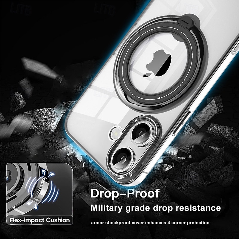 Phone Case For iPhone 15 14 Pro Max Plus 13 12 11 Pro Max Back Cover Ring Holder Magnetic Support Wireless Charging Retro TPU Plating4