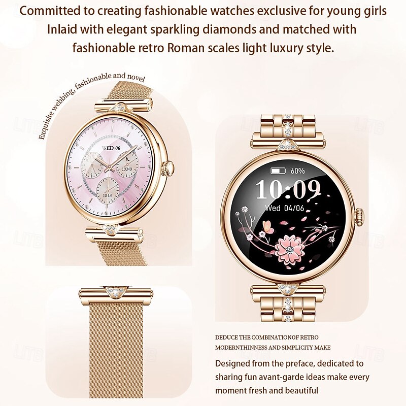 696 AK73 Smart Watch 1.28 inch Smart Band Fitness Bracelet Bluetooth Pedometer Call Reminder Sleep Tracker Compatible with Android iOS Women Hands-Free Calls Message Reminder IPX-0 40mm Watch Case4