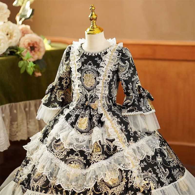 Rococo Vintage Inspired Dress Party Costume Masquerade Princess Shakespeare Solid Color Ball Gown Fancy Dress Girls' Royal Halloween Carnival Children's Day Party Birthday Holiday Child's Dress All4
