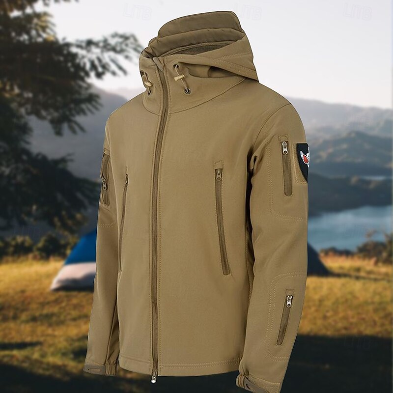 Men's Softshell Jacket Hiking Jacket Outdoor Windproof Water Resistant Windbreaker Jacket Traveling Black Green Khaki Grey