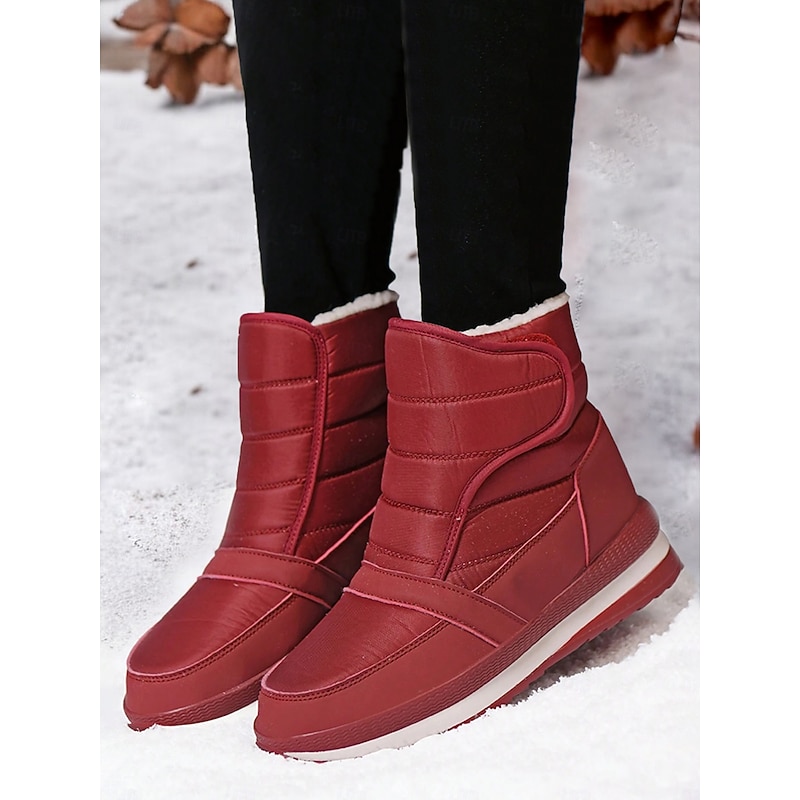 Women's Red Waterproof Winter Boots with Plush Lining and Non-Slip Sole – Warm Snow Boots for Outdoor Activities4