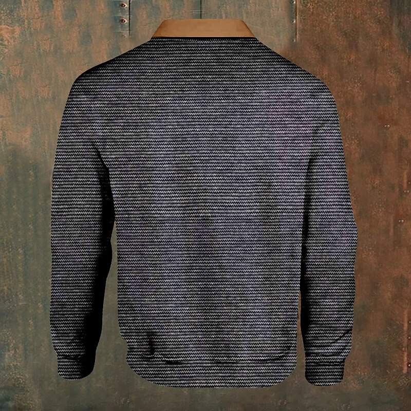 Men's Cowboy Skulls Polo Shirts Pullover Long Sleeve Polo Shirts Collar Vintage Casual Outdoor Streetwear 3D Print Buttons Fall & Winter Black2