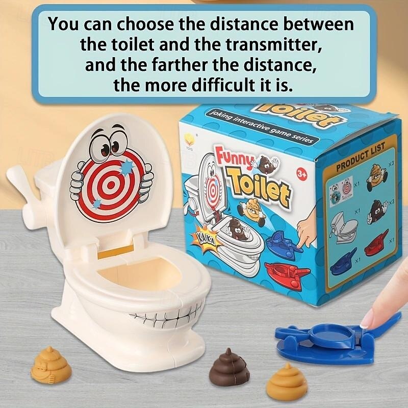 Shooting Poop Family Fun Game - Gag Toys & Practical Jokes with 1 Toilet, 2 Agile Launchers, 6 Soft Plastic Toy Poops, Sound Effects, Fast and Crazy Gameplay for Kids3