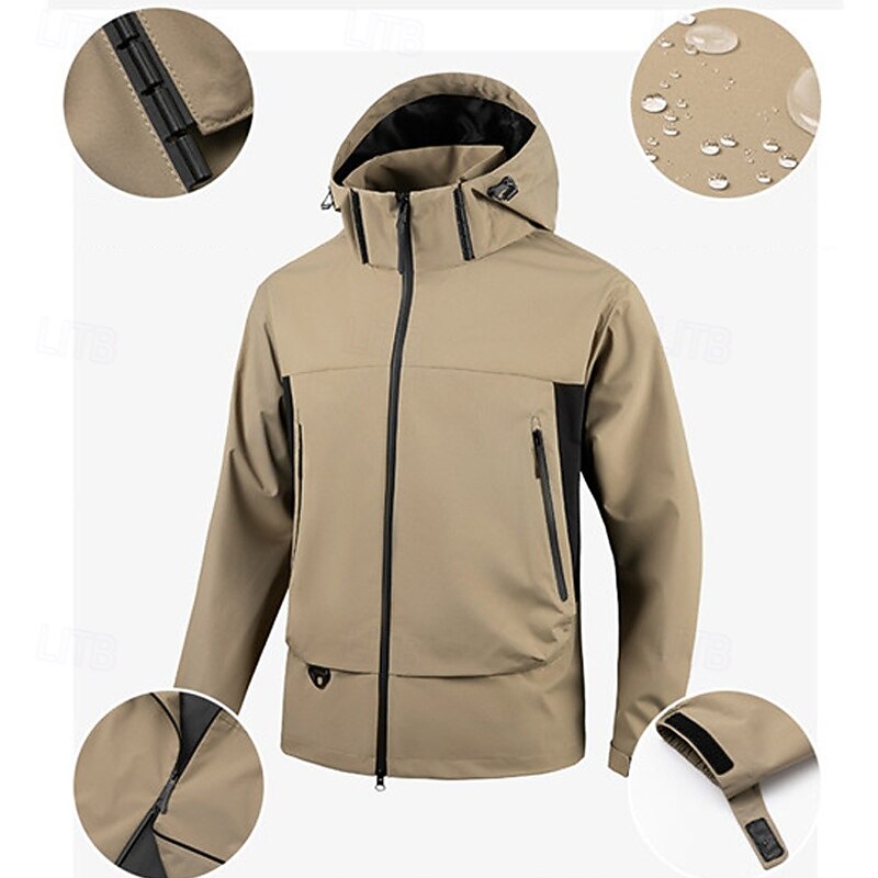 Men's Hiking Jacket Winter Outdoor Waterproof Windproof Front Zipper Lightweight Jacket Full Zip Camping / Hiking / Caving Black White Orange Green2