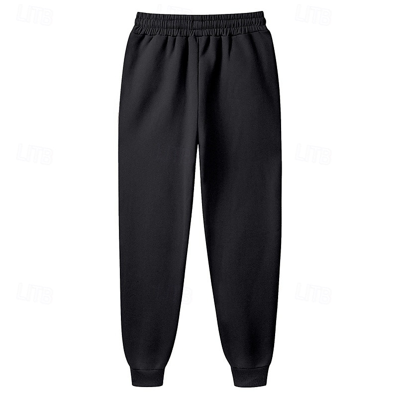Men's Fleece Pants Sweatpants Joggers Trousers Pocket Drawstring Elastic Waist Plain Comfort Outdoor Daily Going out Fashion Streetwear Black Blue3
