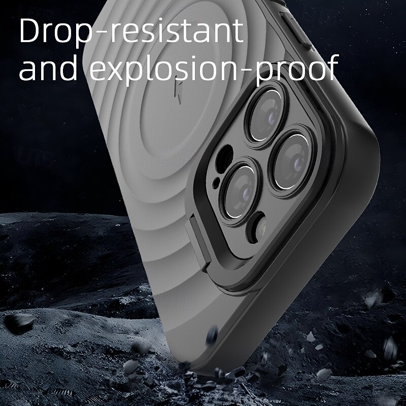 Phone Case For iPhone 17 Pro Max 17 Air 16 15 14 Pro Max Plus 13 Pro Max Magnetic Adsorption with Stand Holder Support Wireless Charging Shockproof TPU PC2