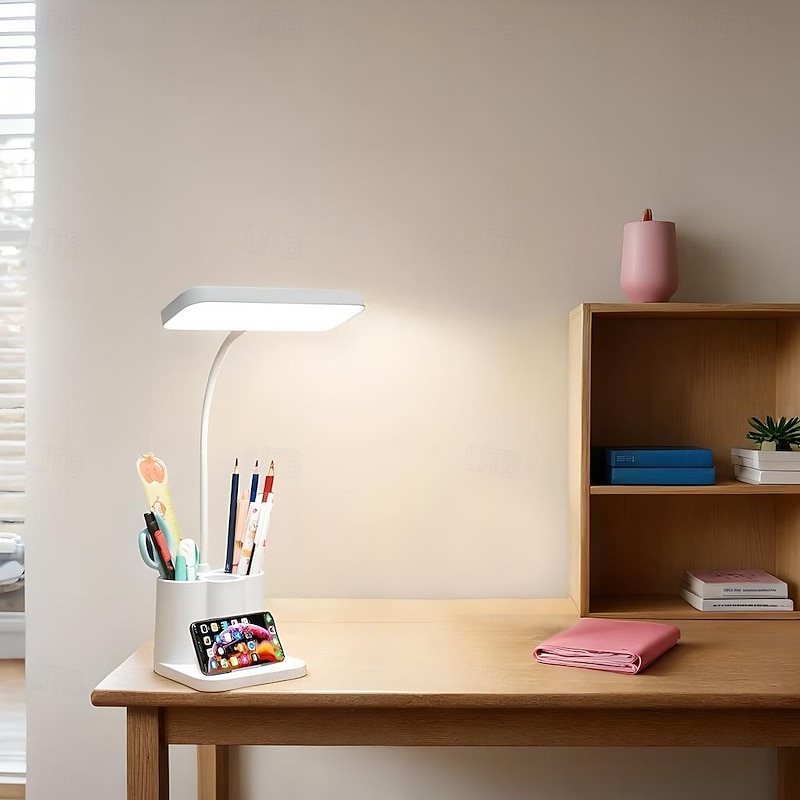 Eye Protection Bedside Lamp, LED Desk Lamp with Flexible Arm, Pen Holder, Touch Dimmable Study Lamp, Creative Smart LED Reading Lamp for Student Dormitory2
