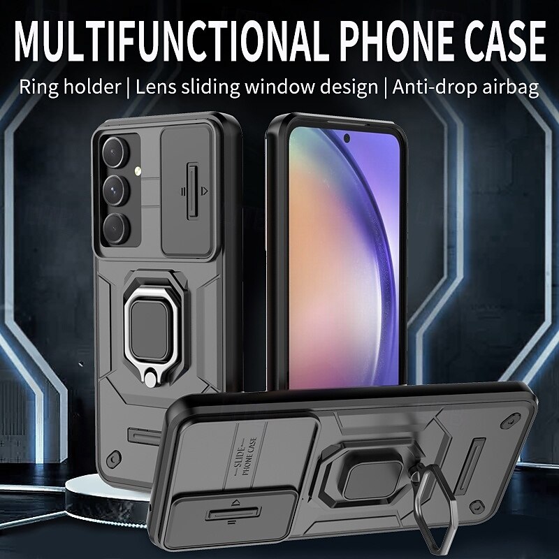 Phone Case For Samsung Galaxy S25 S24 S24 FE S23 Ultra Plus A55 5G A35 5G A25 A15 A14 A34 Back Cover Ring Holder Shockproof Retro TPU PC Metal