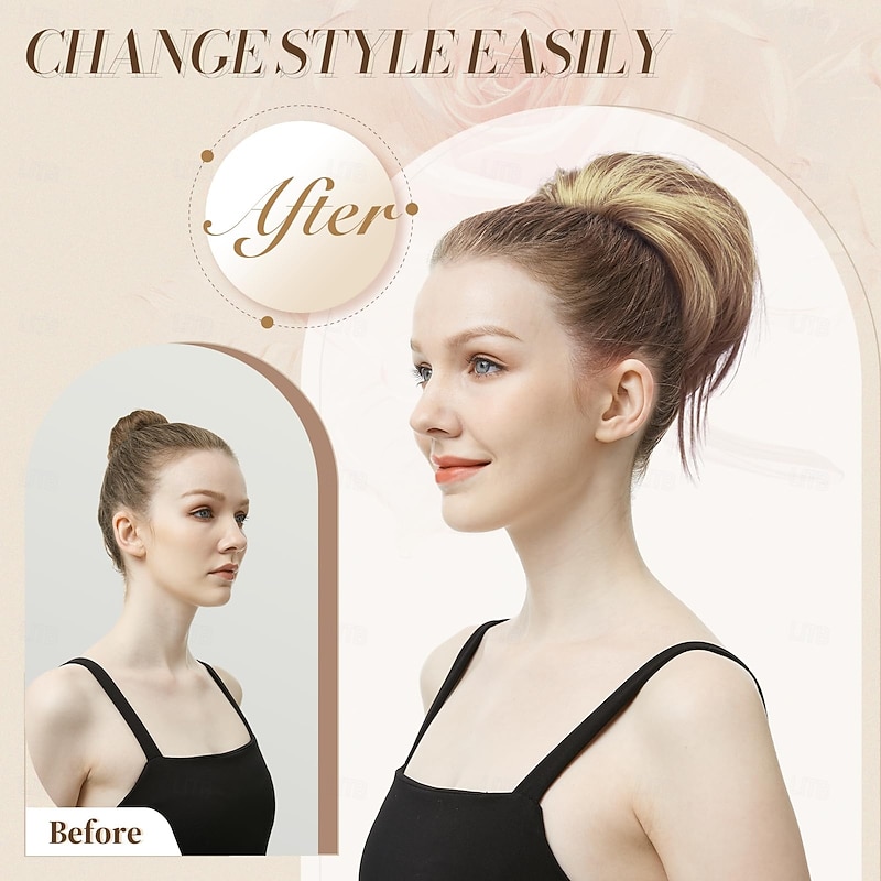 Hair Buns Hair Piece with Comb, Messy Buns Hairpieces for Women Drawstring Fully Updo Synthetic Hair Short Ponytail Extension for Daily Party3