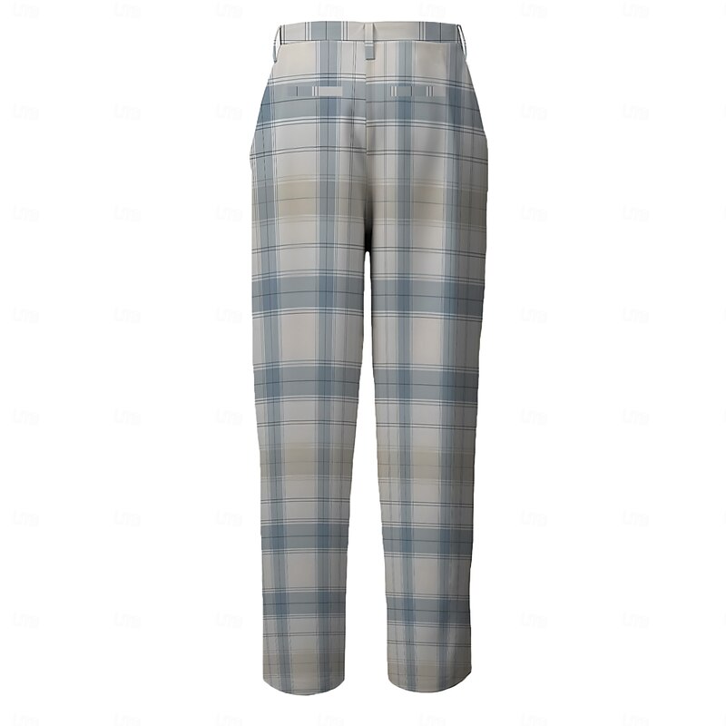 Men's Plaid Dress Pants Mid Waist Business Casual Formal Dailywear Pocket Summer Spring Fall Light Blue2