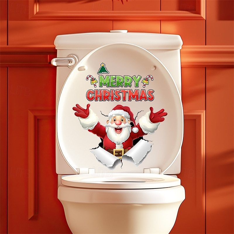 1PC Christmas English Slogan Santa Claus Elk Snowman Penguin Christmas Tree Wreath Bedroom Bathroom Toilet Decoration Wall Stickers
