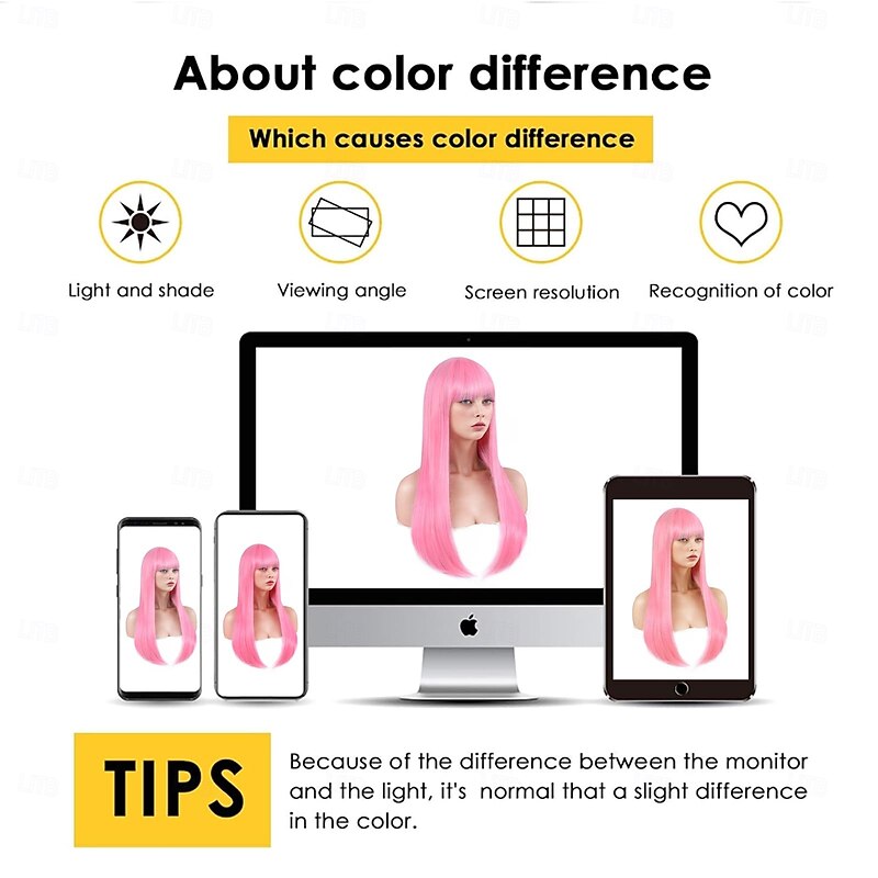 Wig with Bangs for Women Long Straight Wig for Grils Heat Resistant Synthetic Colored Wig for Cosplay for Party Halloween Daily Use4