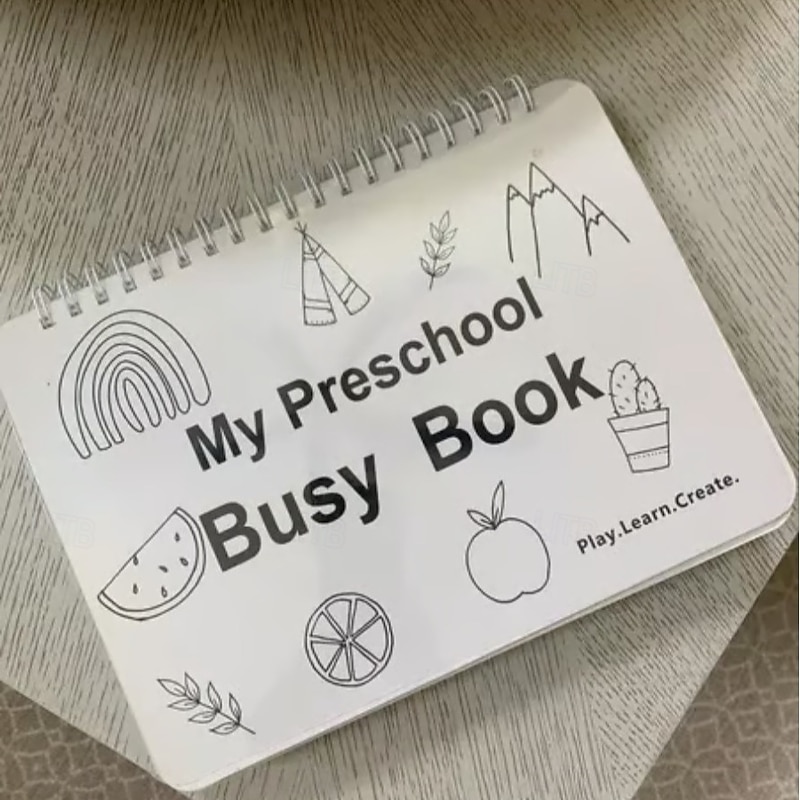 My Preschool Busy Book,Busy Book Preschool Learning Activities, Toddler Busy Book for Kids, Education Workbook Activity Binder Learning( Colored Markers Not Include)