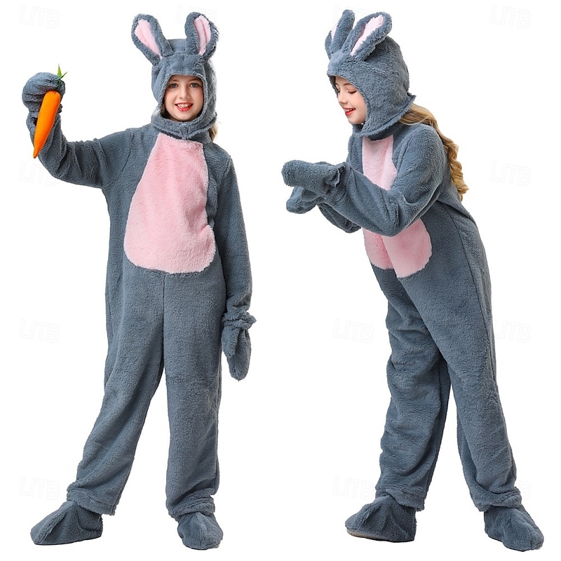 Rabbit Easter Bunny Halloween Funny Costumes Onesies Carnival Costume Cosplay Kid's Boys' Girls' Carnival Easter Performance Party Easy Halloween Costumes Dress Up