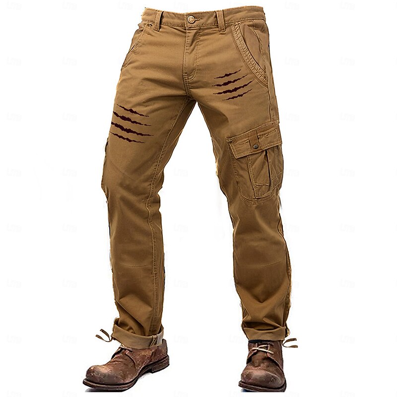 Men's Cargo Pants Cargo Trousers Work Pants Multi Pocket Graphic Scratches Outdoor Full Length Outdoor Sports Outdoor Casual Sports Fashion Yellow Army Green Micro-elastic
