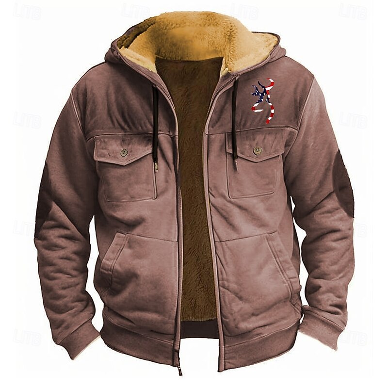 Men's American US Flag Fleece Hoodie Hoodies Fashion Cool Long Sleeve Hooded Holiday Streetwear Black Red Zipper Pocket Fall Winter Designer4