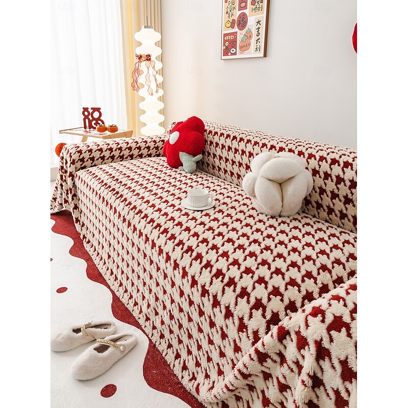 Plush Sofa Cushion and Waffle Sofa Blanket Four Seasons Universal Chenille Non-Slip Sofa Cushion Stylish and Comfortable Solid Color Cover Ideal for Enhancing Your Living Room Decor4