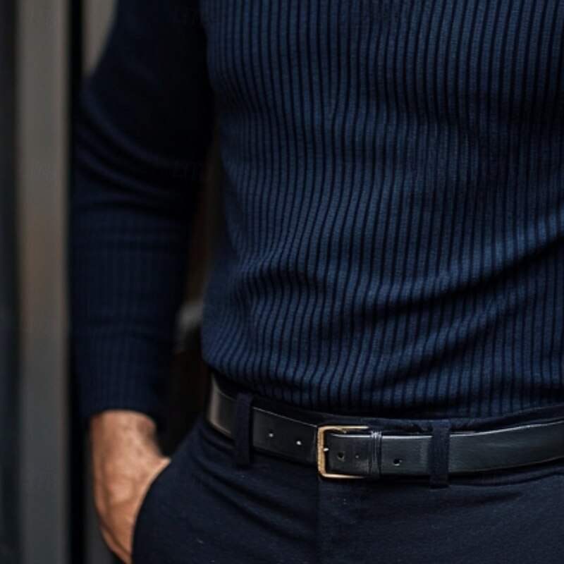 Men's Polo Shirts Rib Knit Top Business Casual Ribbed Polo Collar Long Sleeve Fashion Basic Solid Color Knitting Fall Winter Slim Fit White Navy Blue Green Grey Polo Shirts3