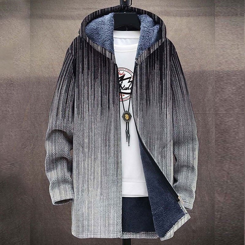 Men's Optical Illusion Graphic Prints Gradual Winter Coat Fleece Jacket Coat Warm Comfortable Breathable Fashion Streetwear Sport Sports & Outdoor Daily Wear Going out Zipper Pocket Print Fall3