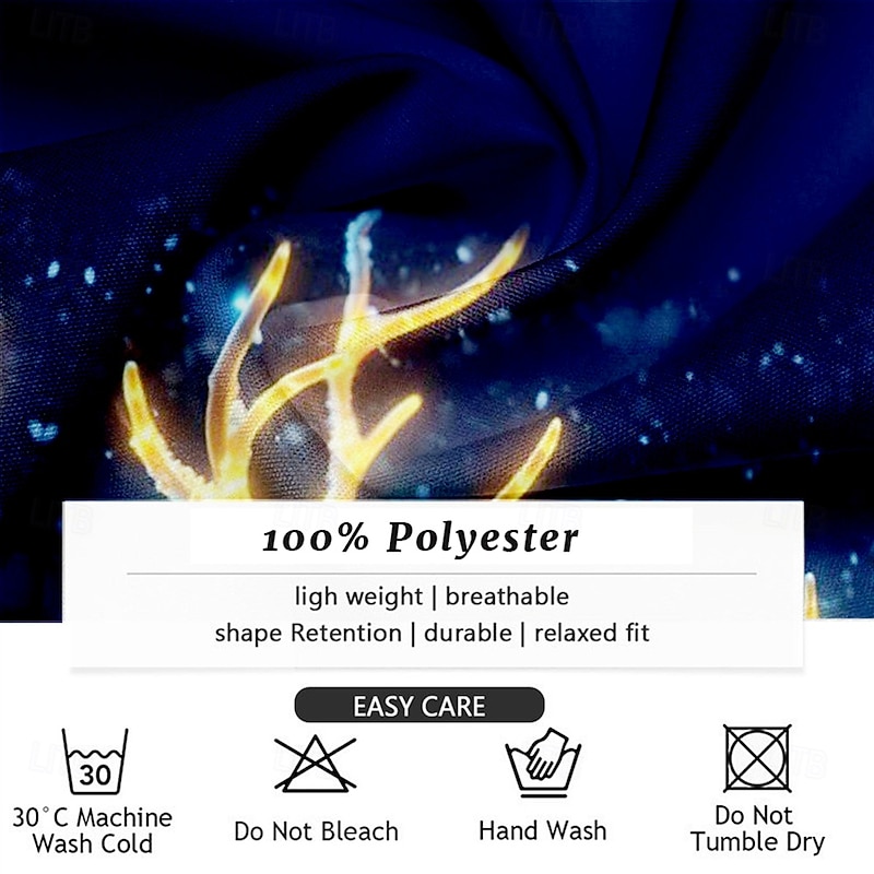 Christmas Men's Christmas animal Printed Shirts Deer Fashion Casual Button Up Long Sleeve Party Evening Daily Fall Winter Spring & Summer Collar Button Up 3D Print Thin Blue Polyester3