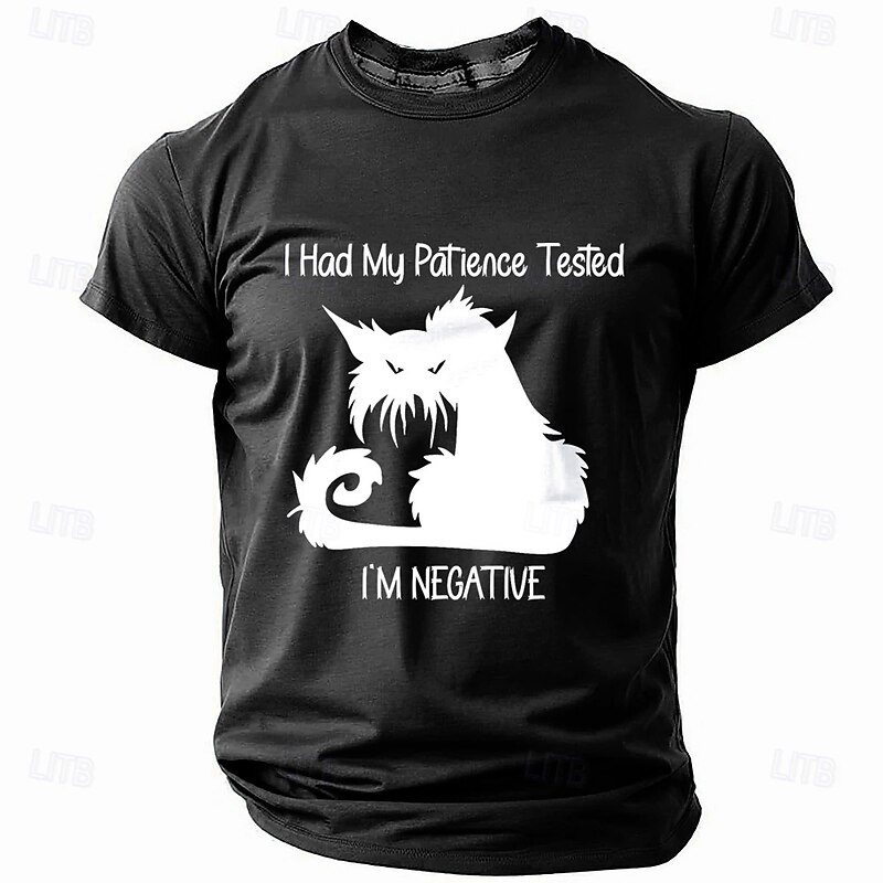 Men's Cat Text T Shirt Short Sleeve T shirt 3D Print Crew Neck Shirt Fashion Athleisure Street Sports Outdoor Black Dark Green Dark Blue Summer Spring Clothing Apparel S M L XL XXL XXXL2