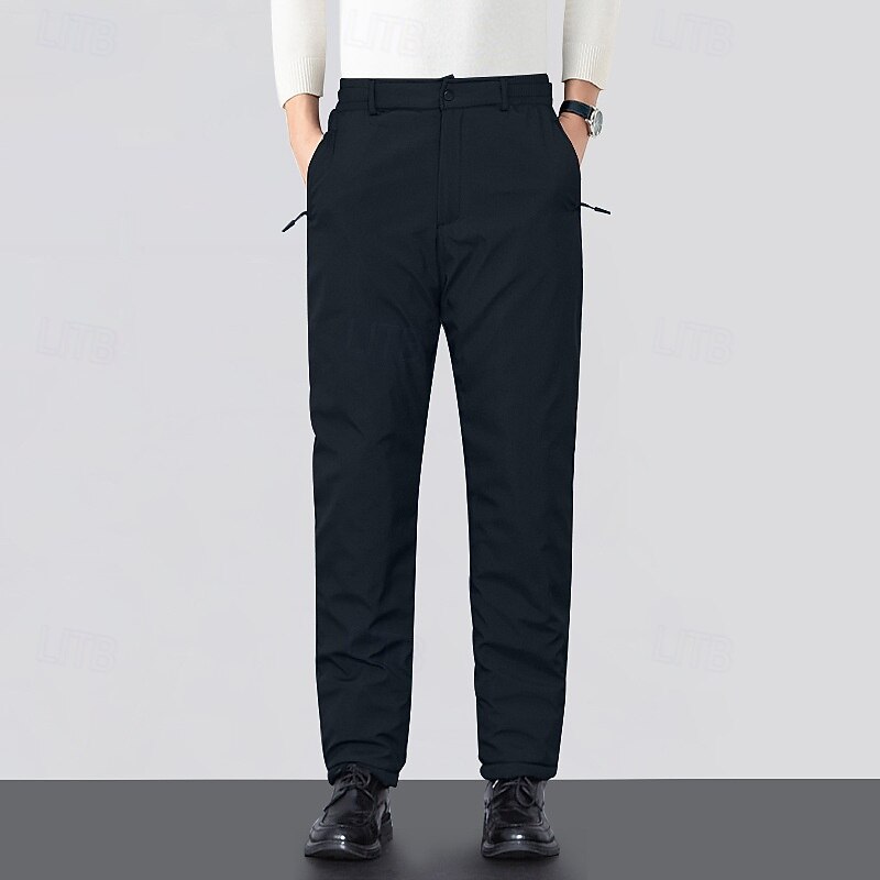 Men's Sherpa Dress Pants Fleece Pants Trousers Suit Pants Pocket Elastic Waist Straight Leg Plain Comfort Warm Full Length Business Casual Daily Fashion Streetwear Black Blue 5