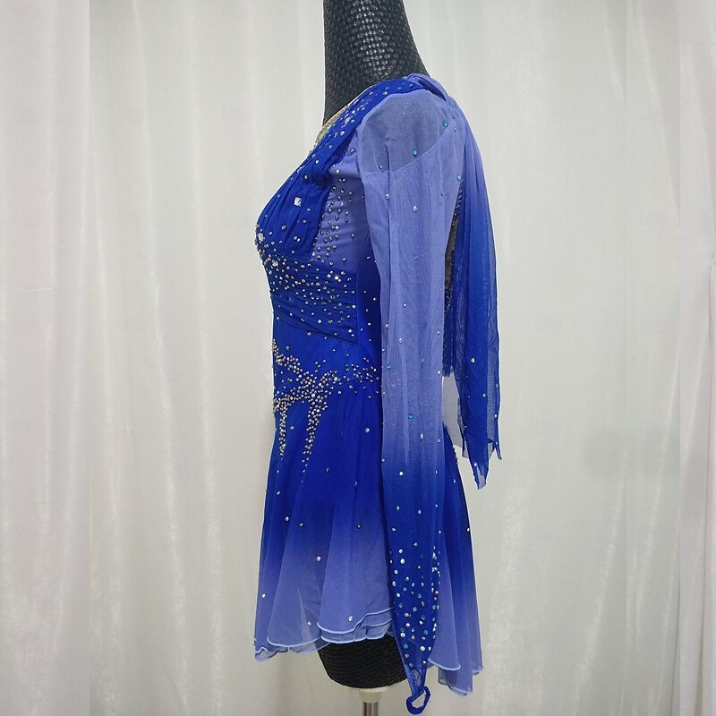 Figure Skating Dress Blue Diamond performance dress children adult training dress girls rhythmic skating skirt sports dress3