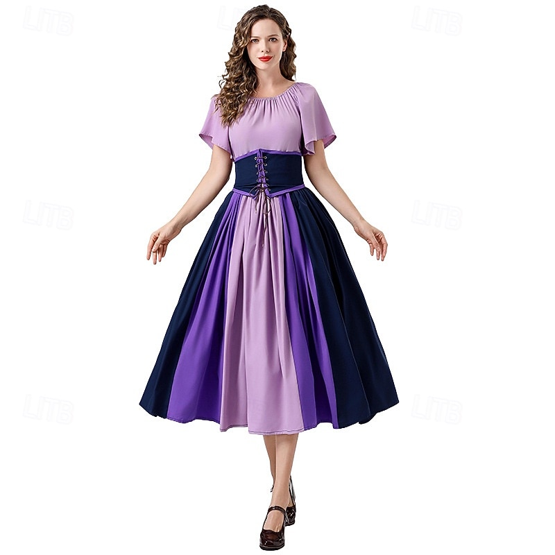 Vintage Inspired Medieval Dress Masquerade Cosplay Patchwork Collarless Fancy Dress Women's Celtic Pirate Fantasy Halloween Casual Daily Party / Cocktail Adults' Dress Legguards All Seasons2