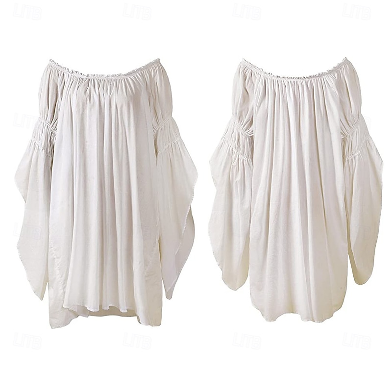 Retro Vintage Medieval Renaissance Blouse / Shirt Pirate Viking Solid Color Fancy Dress Women's Celtic Pirate Fantasy Masquerade LARP Ren Faire Adults' Blouse